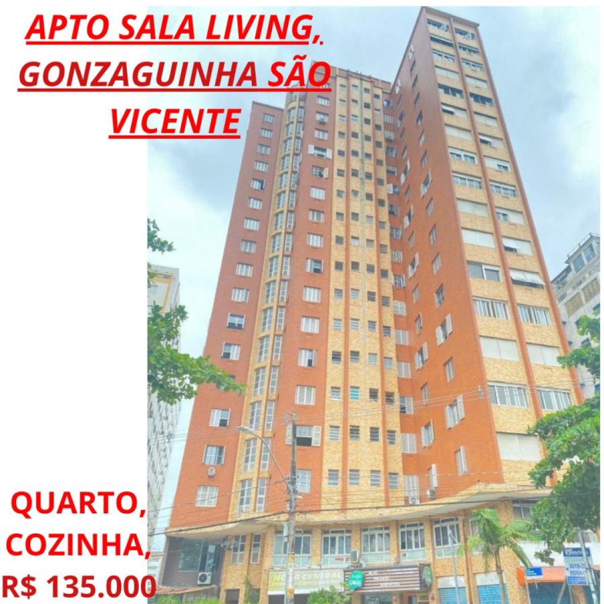 Kitnet Quarto e Cozinha R$ 130.000 mil 34,59M, Bom para Airbnb, Praia do Gonzaguinha, São Vicente, SP
